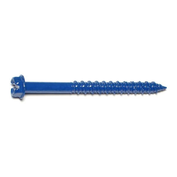 Midwest Fastener Masonry Screw, 1/4" Dia., Hex, 2 3/4 in L, Steel Blue Ruspert, 10 PK 63504 - main